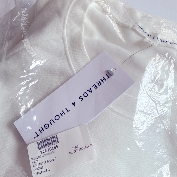 Threads 4 Thought Triblend White Long Sleeve Raglan Sweatshirt, Size L, NWT - Picture 9 of 9